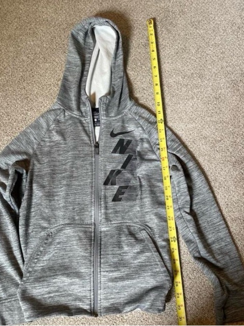 Nike Kids Heather Gray Full-Zip Hoodie with Logo